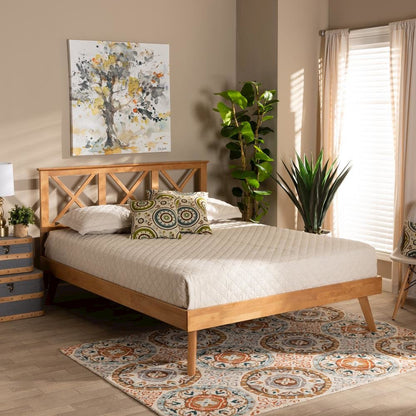 Galvin Modern and Contemporary Brown Finished Wood Full Size Platform Bed