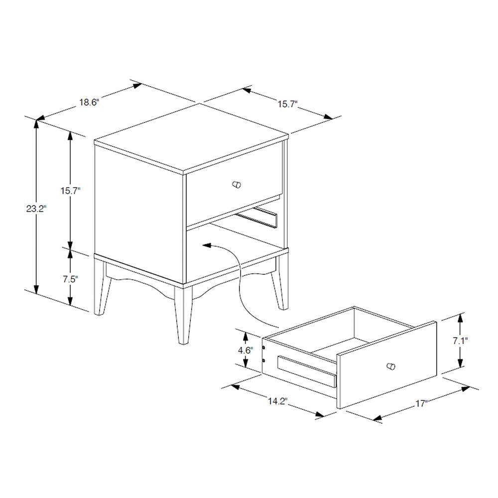 Landis Mid-Century Modern Ash Walnut Finished Wood 2-Drawer Nightstand