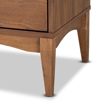 Landis Mid-Century Modern Ash Walnut Finished Wood 2-Drawer Nightstand