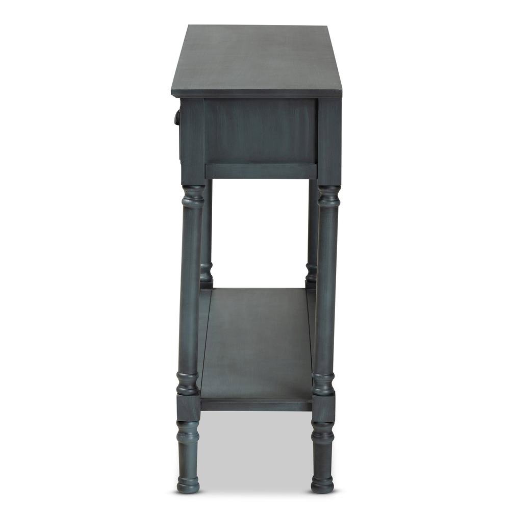 Garvey French Provincial Dark Blue Gray Wood 3-Drawer Entryway Console Table