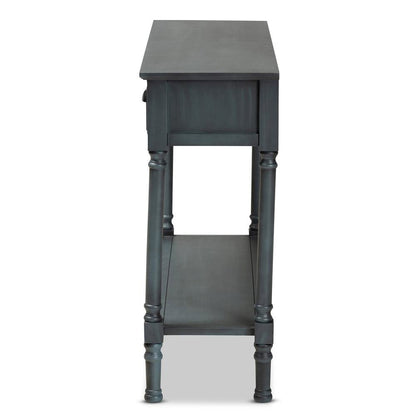 Garvey French Provincial Dark Blue Gray Wood 3-Drawer Entryway Console Table