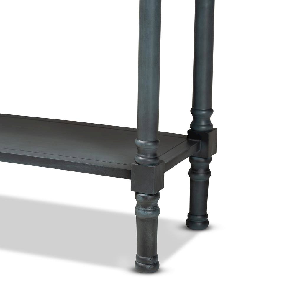 Garvey French Provincial Dark Blue Gray Wood 3-Drawer Entryway Console Table