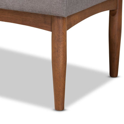 Grey Fabric Upholstered and Walnut Brown Finished Wood 3-Piece Dining Nook Set