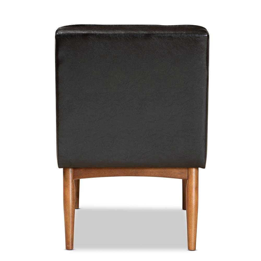 Leather Upholstered and Walnut Brown Finished Wood Dining Chair