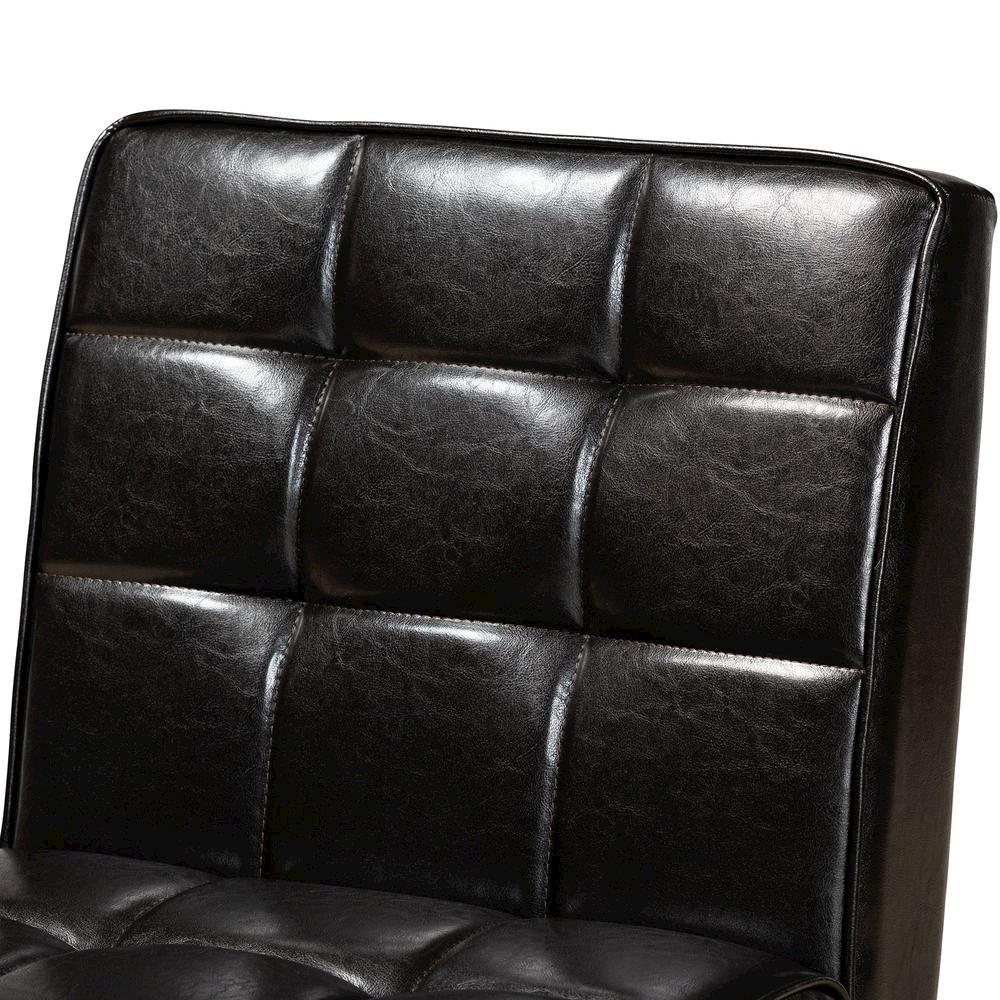 Leather Upholstered and Walnut Brown Finished Wood Dining Chair