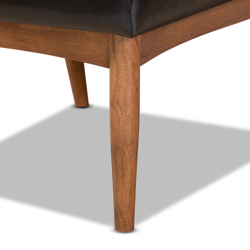 Leather Upholstered and Walnut Brown Finished Wood Dining Chair