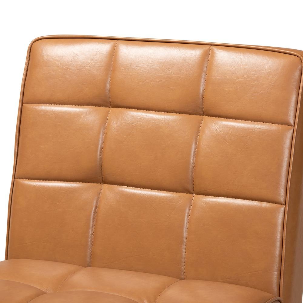Leather Upholstered and Walnut Brown Finished Wood Dining Chair