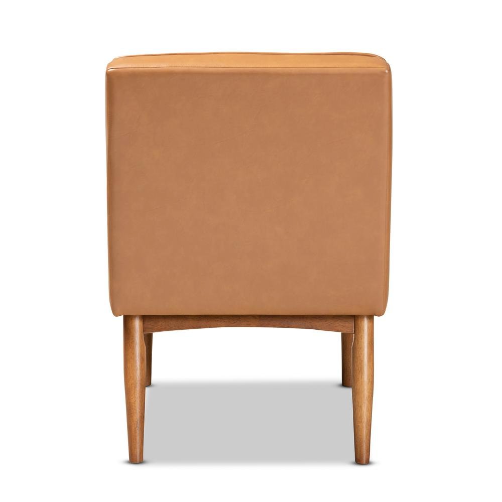 Leather Upholstered and Walnut Brown Finished Wood Dining Chair