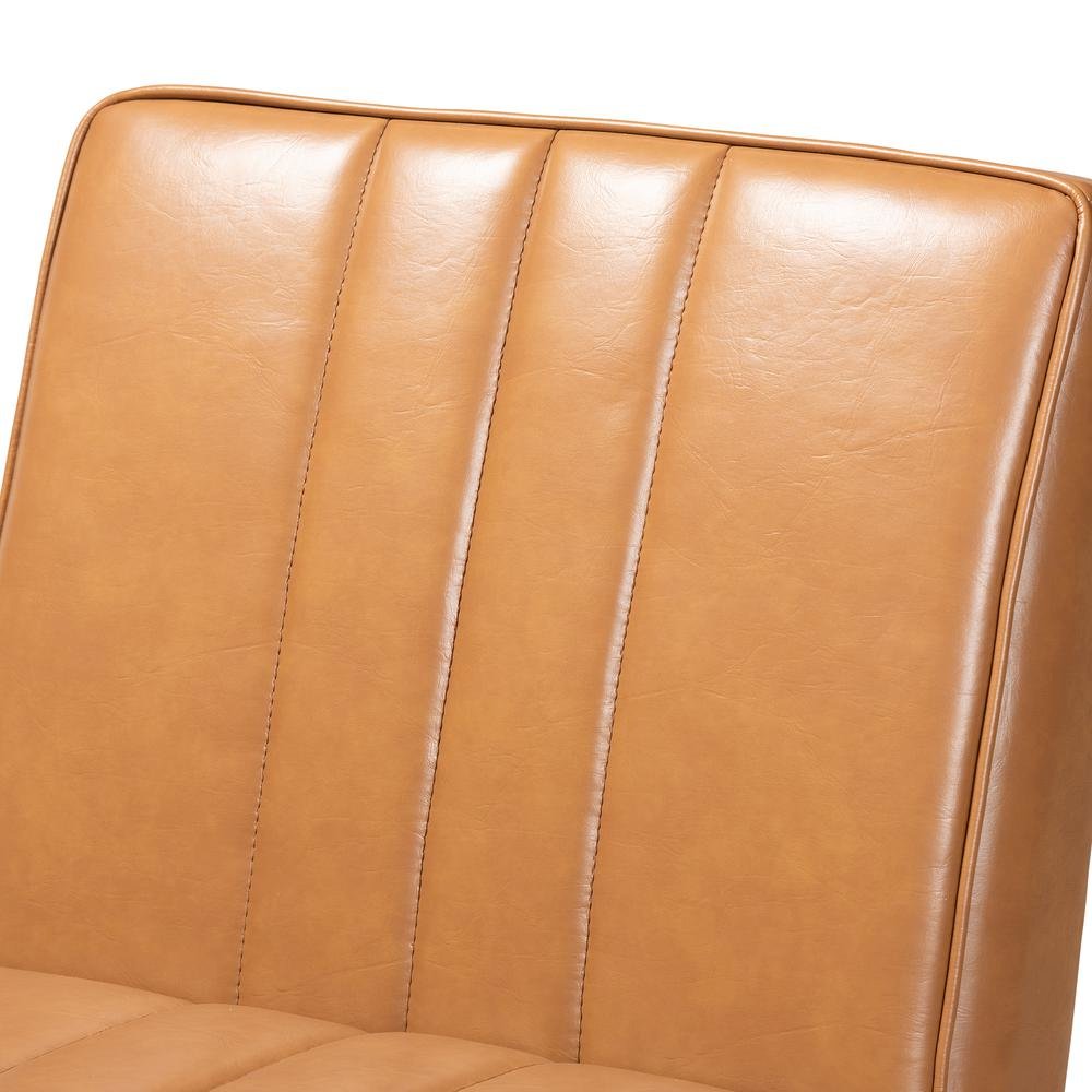 Leather Upholstered and Walnut Brown Finished Wood Dining Chair