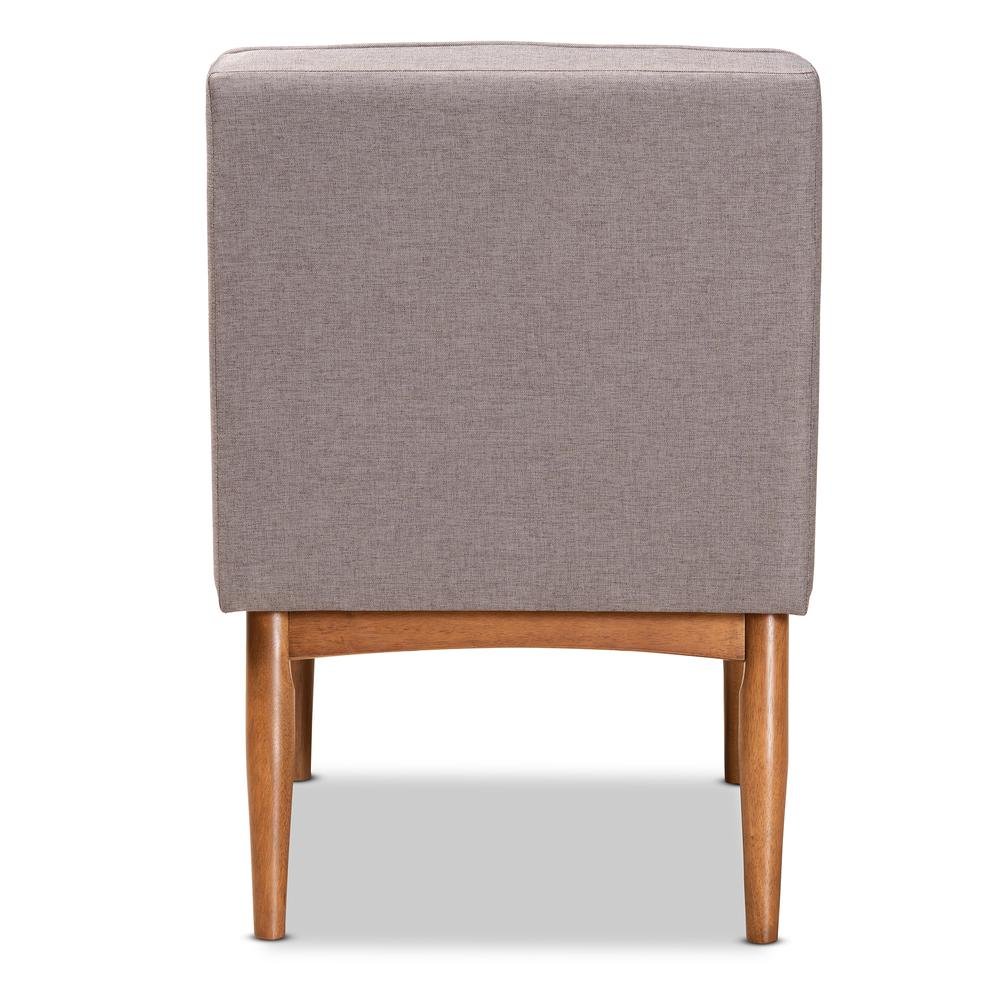 Grey Fabric Upholstered and Walnut Brown Finished Wood Dining Chair