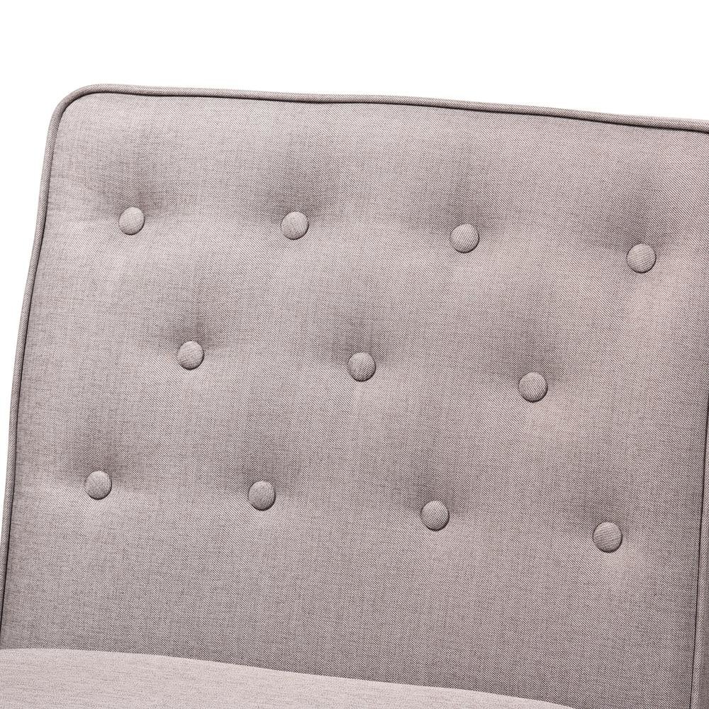 Grey Fabric Upholstered and Walnut Brown Finished Wood Dining Chair