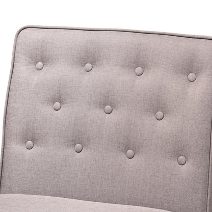 Grey Fabric Upholstered and Walnut Brown Finished Wood Dining Chair