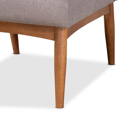 Grey Fabric Upholstered and Walnut Brown Finished Wood Dining Chair