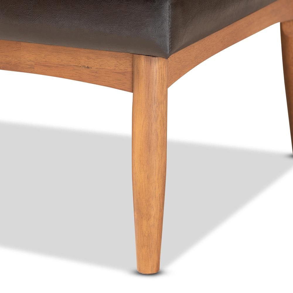 Leather Upholstered and Walnut Brown Finished Wood 3-Piece Dining Nook Set