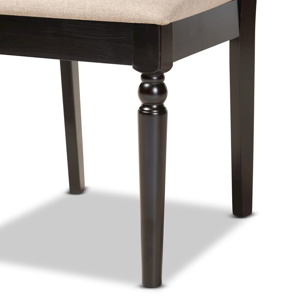 Sand Fabric Upholstered and Dark Brown Finished Wood 5-Piece Dining Set