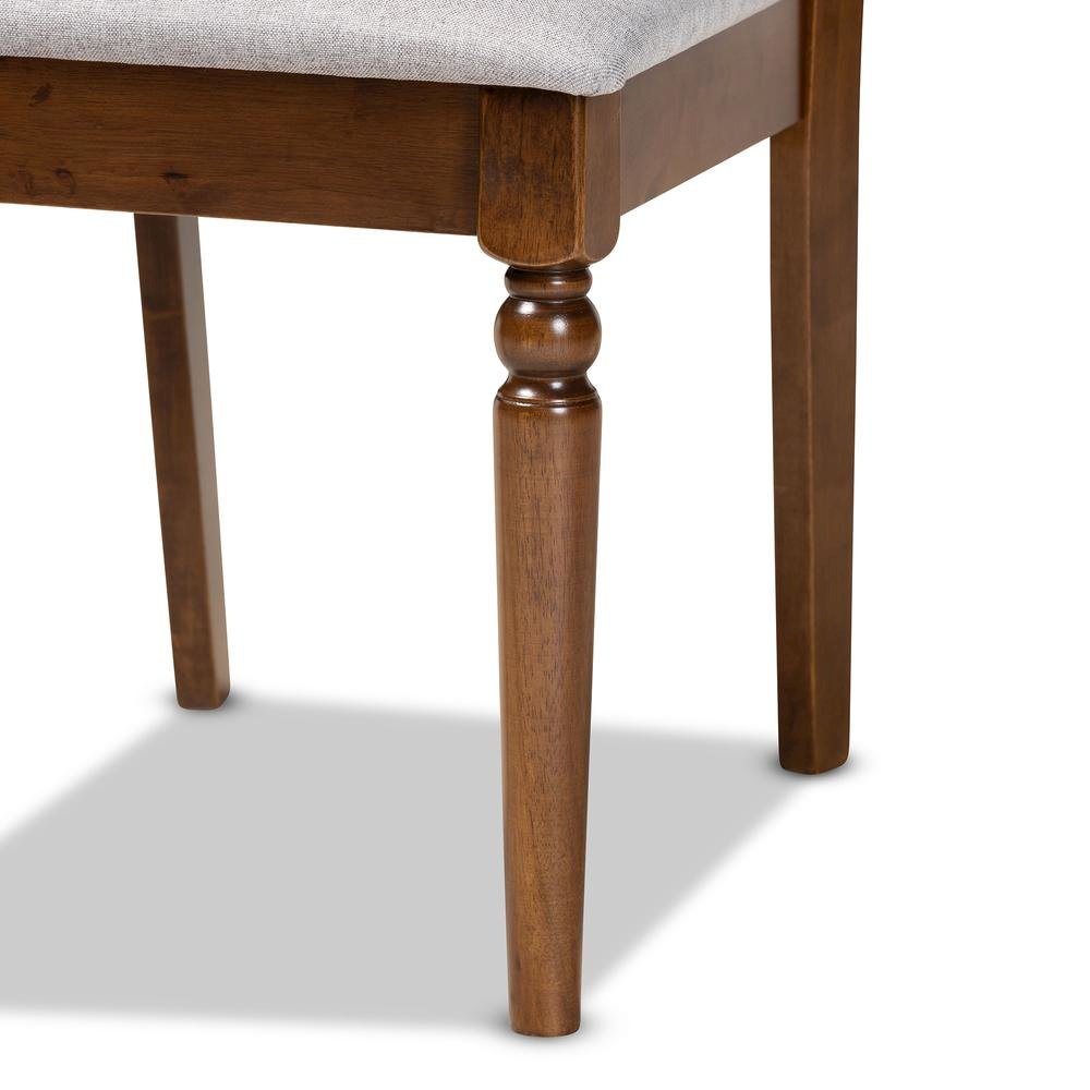 Grey Fabric Upholstered and Walnut Brown Finished Wood 2-Piece Dining Chair Set