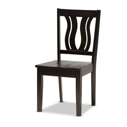 Transitional Dark Brown Finished Wood 7-Piece Dining Set