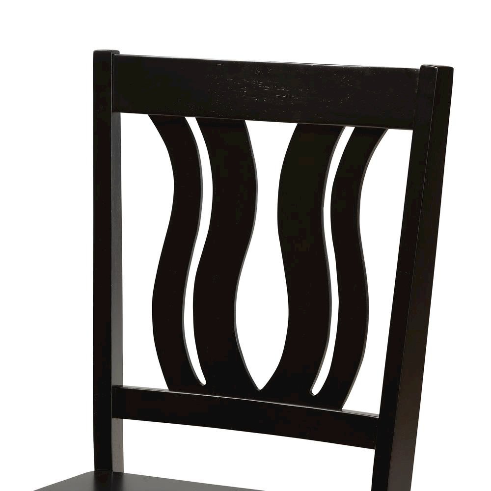 Transitional Dark Brown Finished Wood 5-Piece Dining Set