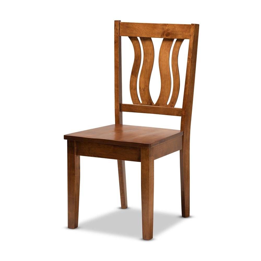 Transitional Walnut Brown Finished Wood 7-Piece Dining Set