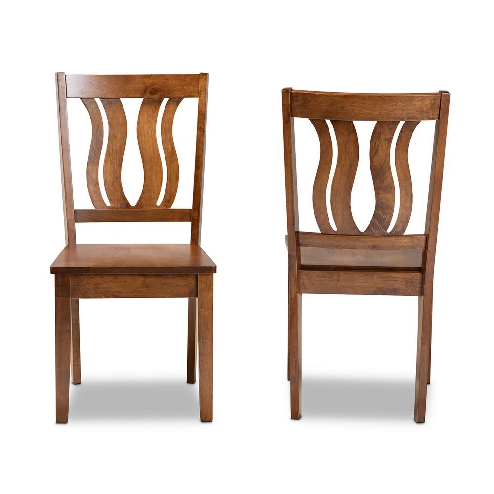 Transitional Walnut Brown Finished Wood 2-Piece Dining Chair Set
