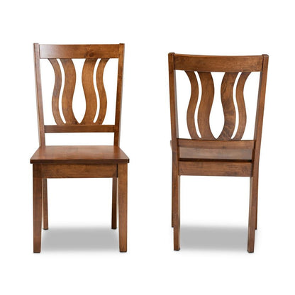Transitional Walnut Brown Finished Wood 2-Piece Dining Chair Set