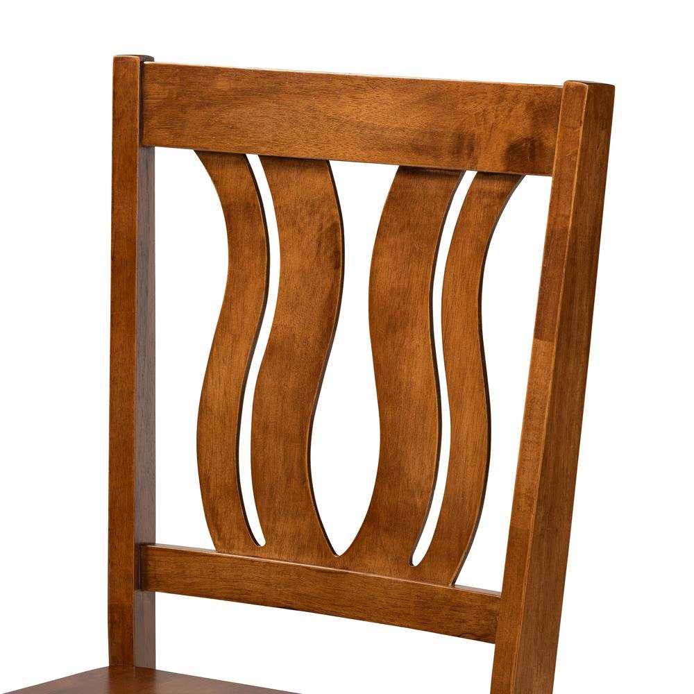 Transitional Walnut Brown Finished Wood 2-Piece Dining Chair Set