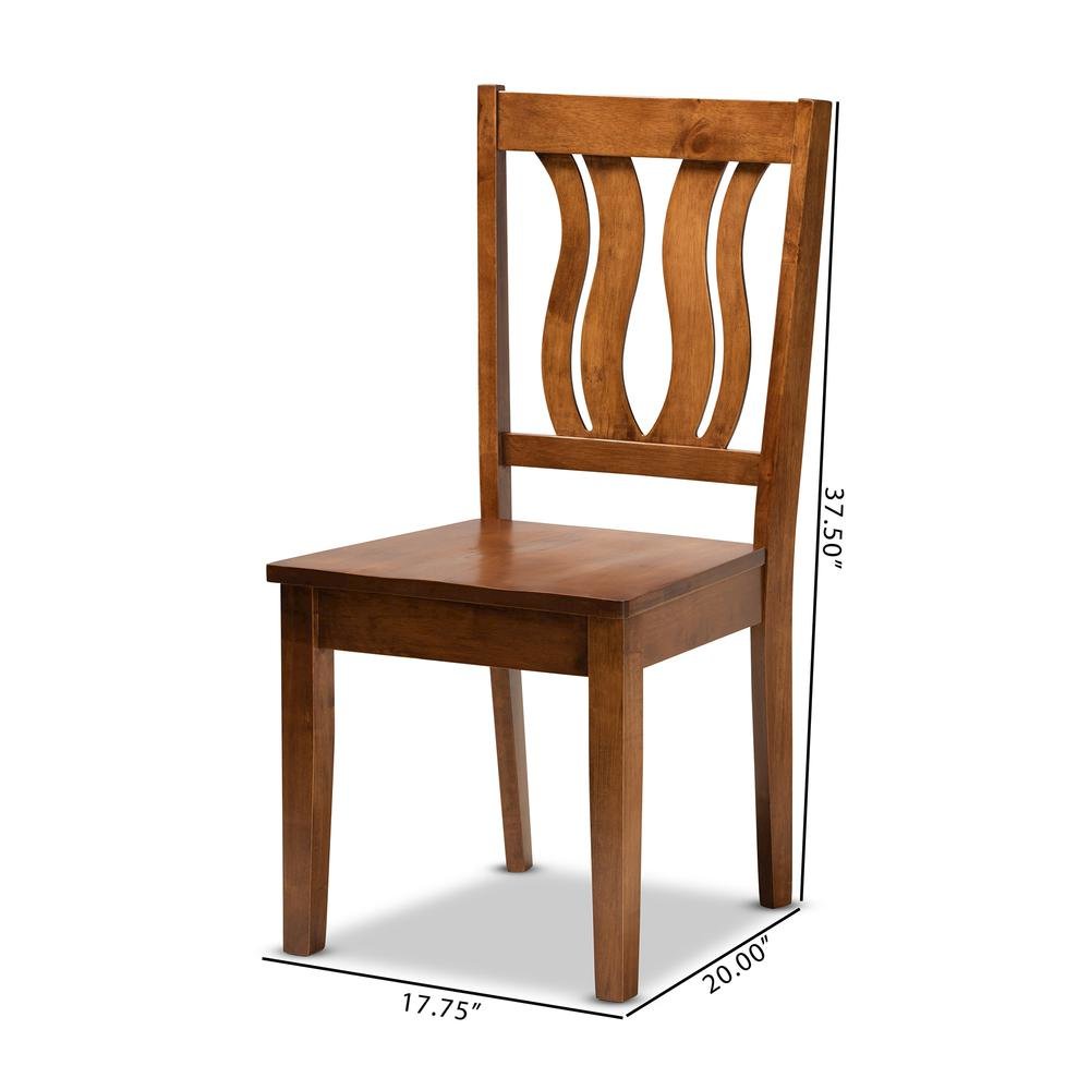 Transitional Walnut Brown Finished Wood 2-Piece Dining Chair Set