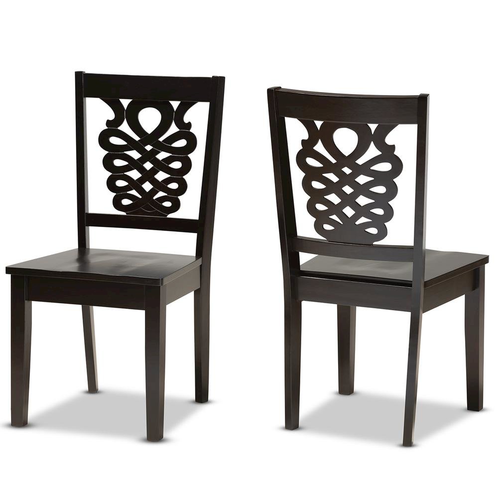 Transitional Dark Brown Finished Wood 2-Piece Dining Chair Set