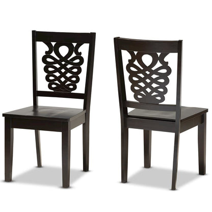 Transitional Dark Brown Finished Wood 2-Piece Dining Chair Set