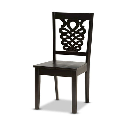Transitional Dark Brown Finished Wood 5-Piece Dining Set