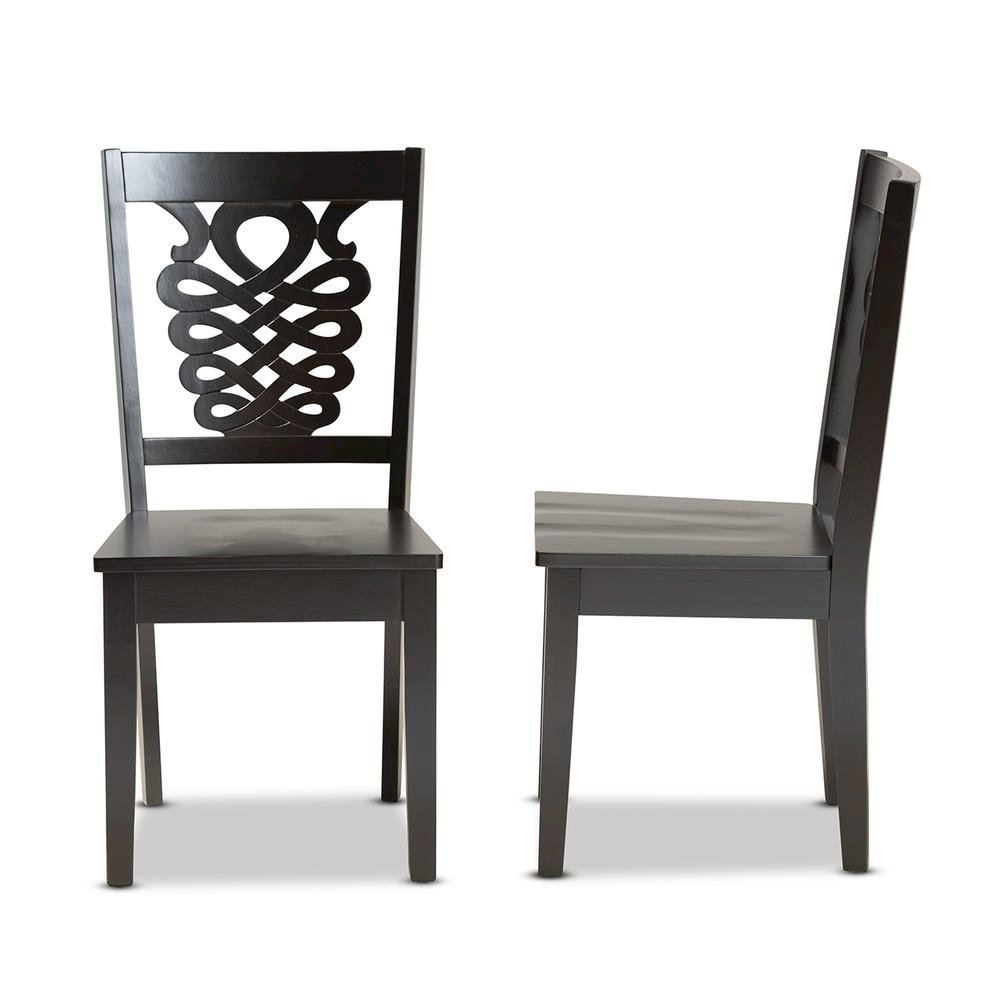 Transitional Dark Brown Finished Wood 2-Piece Dining Chair Set