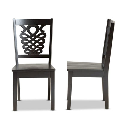 Transitional Dark Brown Finished Wood 2-Piece Dining Chair Set