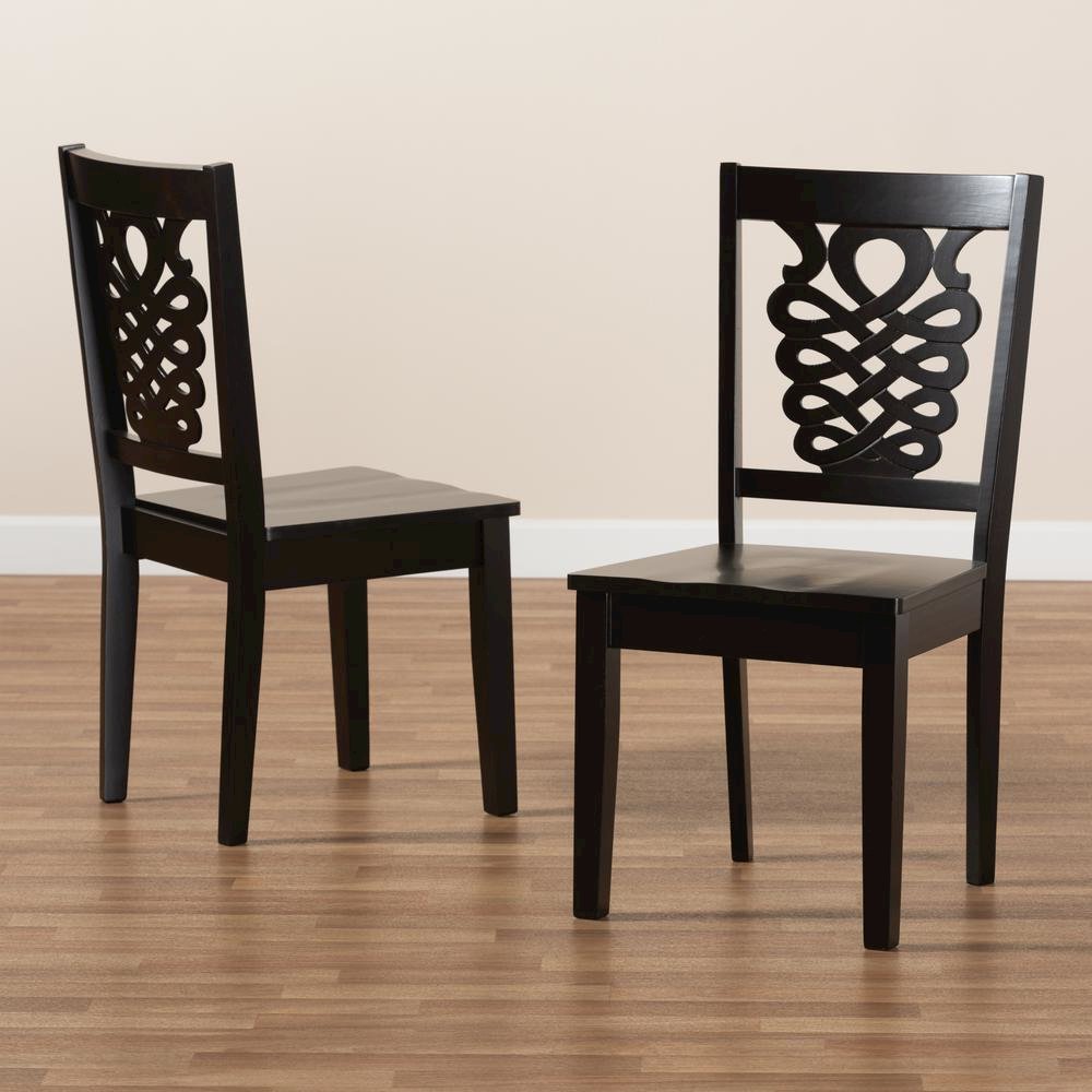 Transitional Dark Brown Finished Wood 2-Piece Dining Chair Set