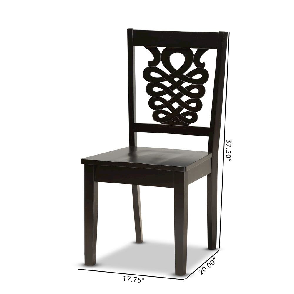 Transitional Dark Brown Finished Wood 2-Piece Dining Chair Set