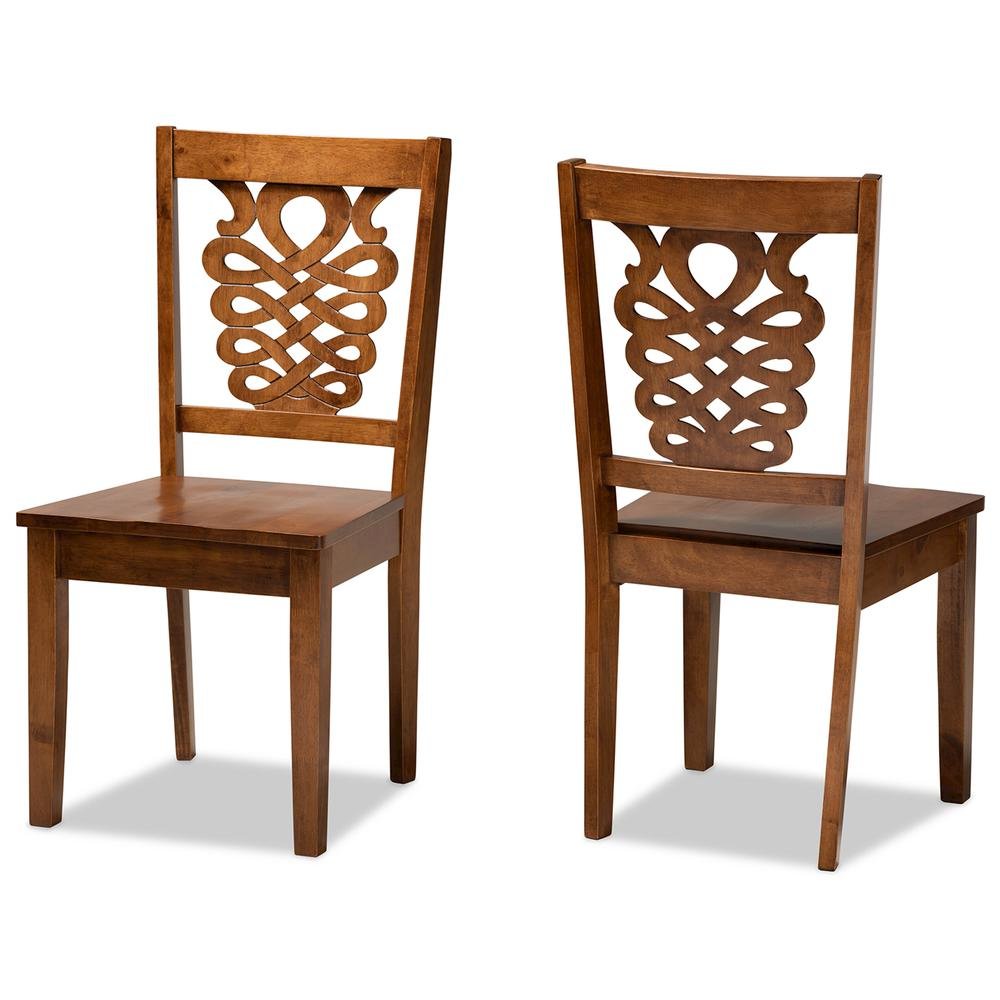 Transitional Walnut Brown Finished Wood 2-Piece Dining Chair Set