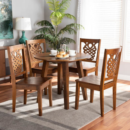 Transitional Walnut Brown Finished Wood 5-Piece Dining Set