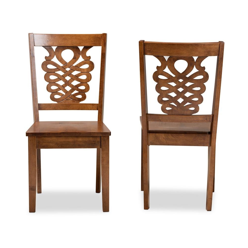 Transitional Walnut Brown Finished Wood 2-Piece Dining Chair Set