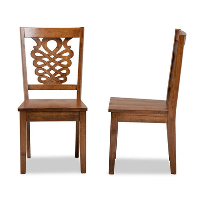 Transitional Walnut Brown Finished Wood 2-Piece Dining Chair Set