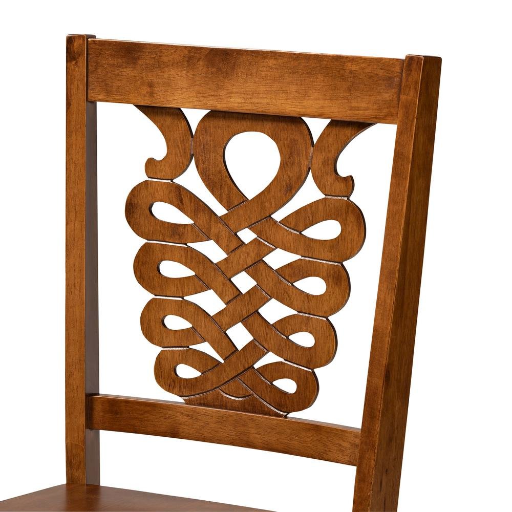 Transitional Walnut Brown Finished Wood 2-Piece Dining Chair Set