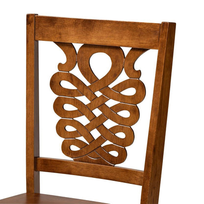 Transitional Walnut Brown Finished Wood 2-Piece Dining Chair Set