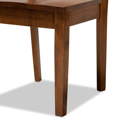 Transitional Walnut Brown Finished Wood 2-Piece Dining Chair Set