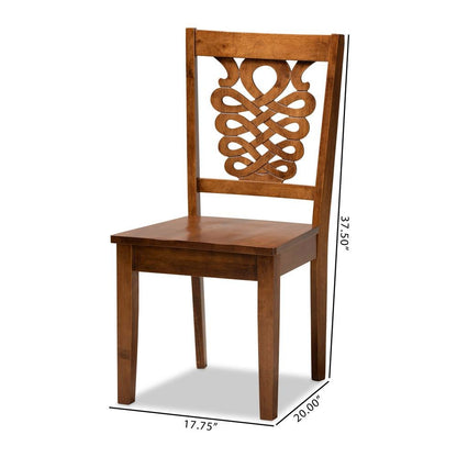 Transitional Walnut Brown Finished Wood 2-Piece Dining Chair Set