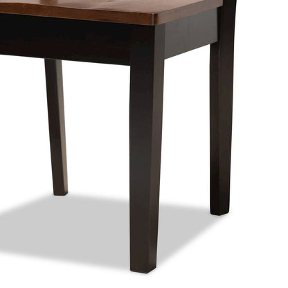 Two-Tone Dark Brown and Walnut Brown Finished Wood 7-Piece Dining Set