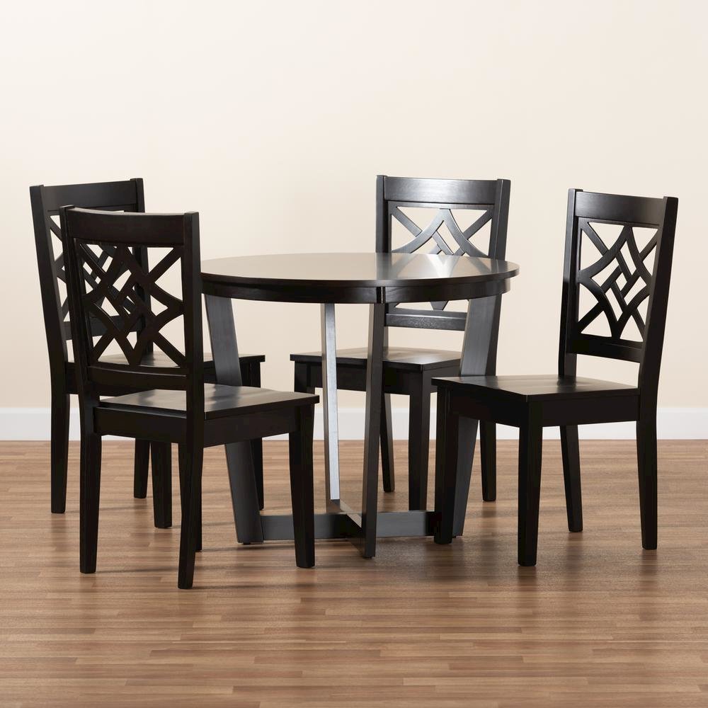 Brava Modern and Contemporary Dark Brown Finished Wood 5-Piece Dining Set