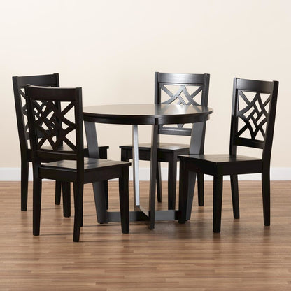 Brava Modern and Contemporary Dark Brown Finished Wood 5-Piece Dining Set