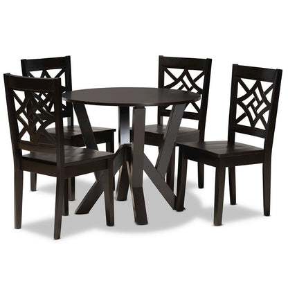 Kaila Modern and Contemporary Dark Brown Finished Wood 5-Piece Dining Set