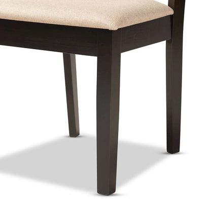 Sand Fabric Upholstered and Dark Brown Finished Wood 7-Piece Dining Set