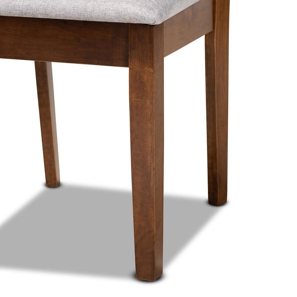 Grey Fabric Upholstered and Walnut Brown Finished Wood 7-Piece Dining Set