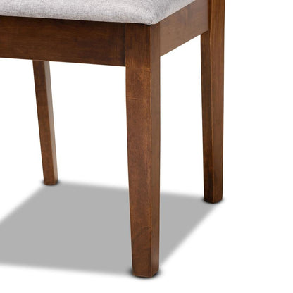 Grey Fabric Upholstered and Walnut Brown Finished Wood 5-Piece Dining Set