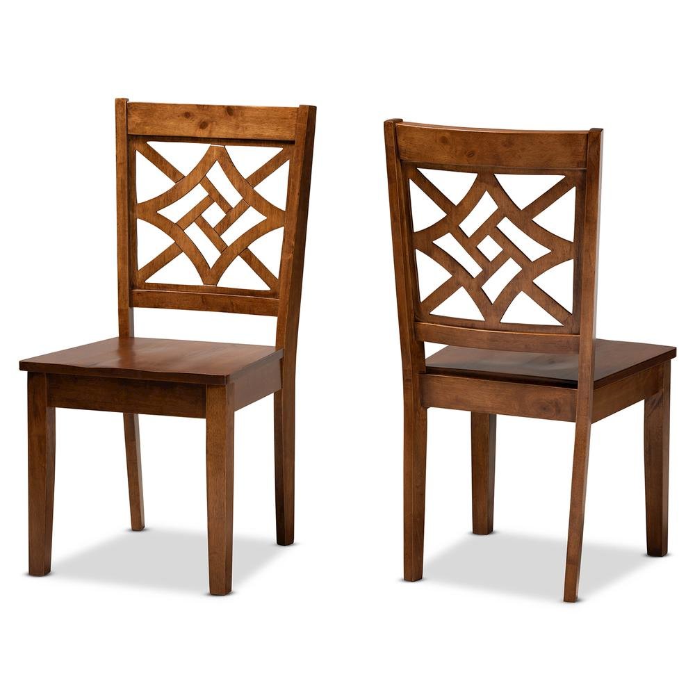 Walnut Brown Finished Wood 2-Piece Dining Chair Set